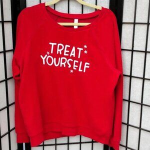 Xhilaration Red With Glittery White "Treat Yourself" Sweatshirt Size XL!